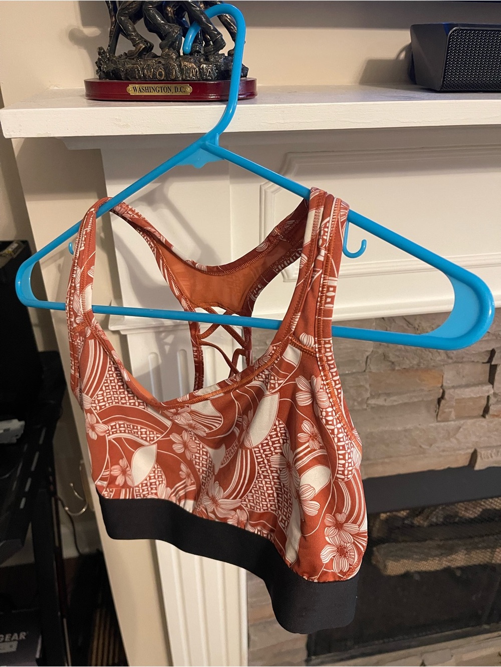 Victoria's Secret Rust and Cream Floral Racerback Sports Bra